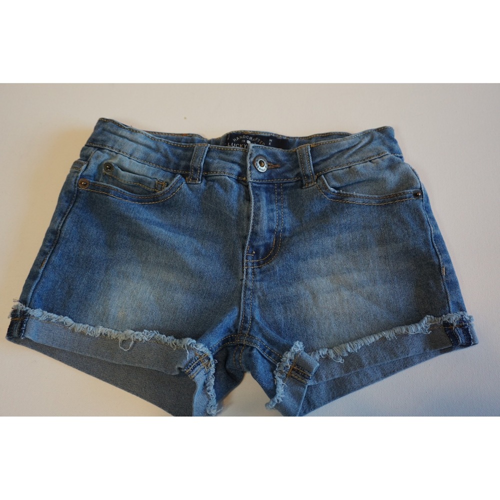 Lucky Brand Girls Blue Denim Frayed Hem Shorts Size 10 42E35018-88